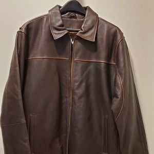 G-III Apparel, 100% Leather Jacket, Brown, Size M